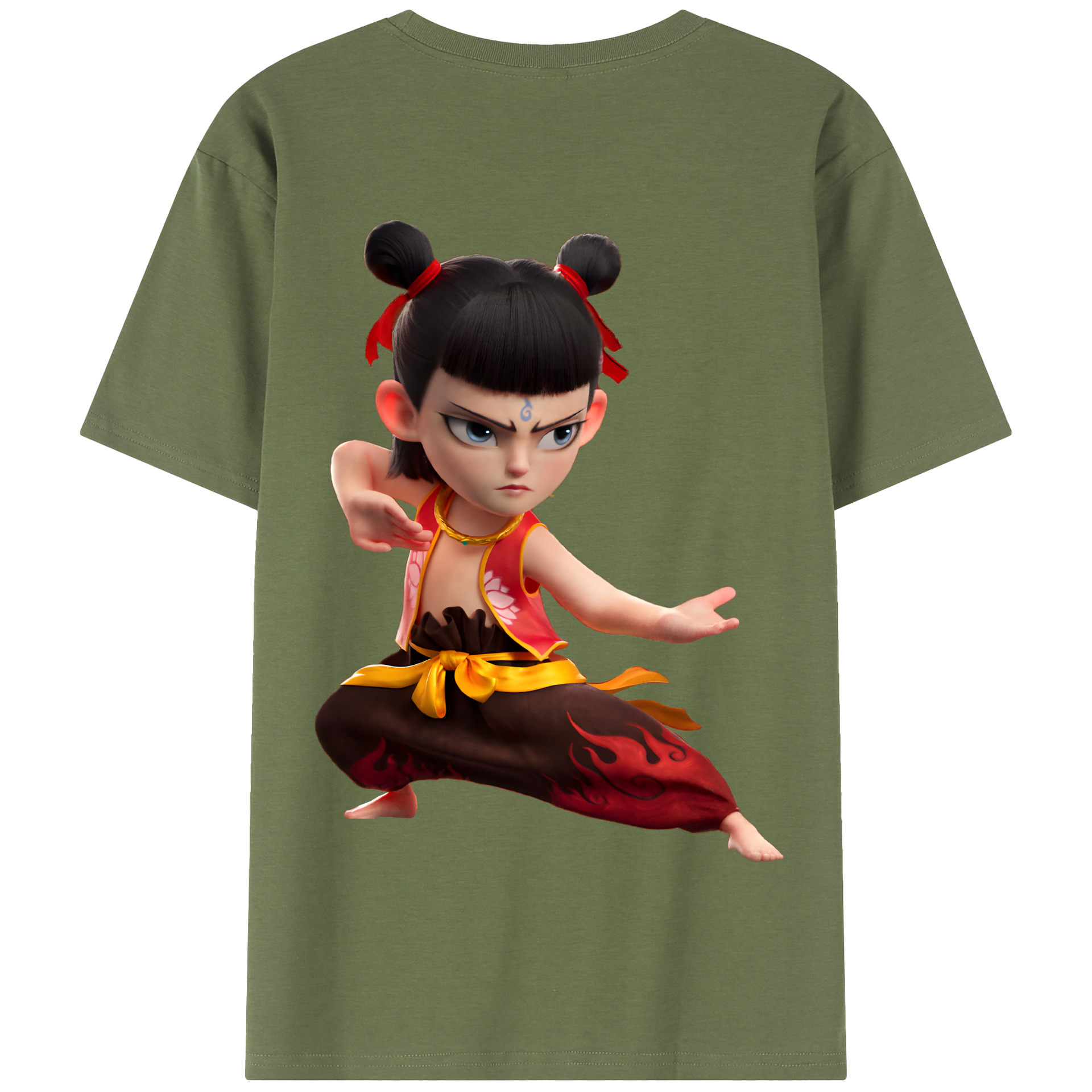 （画像用） Ne Zha 2 ナタ 魔童の大暴れ 綿100％半袖Tシャツ（背面プリント）